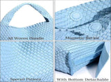 Woven Tote Bag for Women Soft Leather Handbag with Pocket V1263-JX-3501