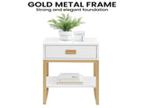 Sarantino Alessia Bedside Table - White/Gold TBL-392-11-WHG