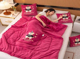 Rose Red Padded Thickened Hat Bear 2-in-1 Foldable Car Pillow Blanket - Cozy 40x40cm Pillow, Unfolds V888-ELOSUNG33336
