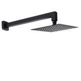 Matt Black Square 8" Rainfall Shower Head & 400mm Brass Straight Wall Mount Arm Set V1233-A203BKSS108B