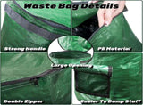 4 Pack 34 Gallons Reusable Yard Waste Bags, Leaf Lawn Collector Containers with Lid and Handles, V1259-DP01-A-923