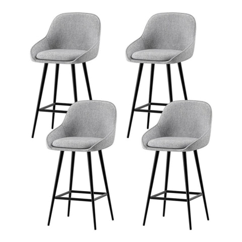 Artiss 4x Bar Stools Upholstered Stool Counter Seat Kitchen Dining Chairs BA-TW-8089-GYX4