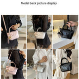 Black Compact PU Leather Crossbody Bag With a pendant- Lightweight Handheld Shoulder Purse with V888-ELOSUNG56245-1