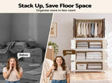 Artiss Foldable Storage Cabinet Stackable Box Wardrobe Clear Magnetic Door White SC-1W3B-6539-WH