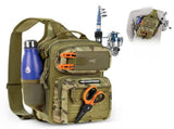 Fishing Sling Bag, Fishing Backpack with Rod Holder Fishing Bag Storge Fishing Gear, Gift for Men, V1107-133-09363-GRE-1PACK