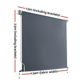 Instahut 1.5X2.5M Outdoor Blinds Awning Roll Down Canopy Retractable Outdoor Blinds Window Shade AWN-B-DOWN-PS-15-GREY