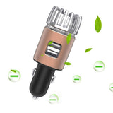 12V Car Air Purifier Car Air Freshener with Dual USB Charger Port Bronze V1263-JX-7201-3
