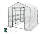 Greenhouse Walk-In Tunnel 3 Tier Planting Shelves 143x143x195cm Strong Stability with PE Cover V985-GREENHOUSE2