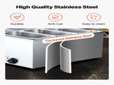 Commercial Food Warmer, 1500W Electric Stainless Steel Steam Food Warmer with Lid, 6-Pan Fast V952-SYSPBWQPTK61338ZN002V3