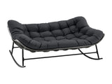 Gardeon Outdoor Rocking Chair Loveseat Wicker 2 Seater Cushion Patio Furniture Grey ODF-ROCK-ST-2S-GE-AB