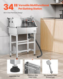 86.4 cm Stainless Steel Dog Washing Station, Pet Grooming Tub with Hot & Cold Faucet, Showerhead, V952-BXGCWYG34CJY8SX20V0