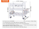3 Tiers Lab Carts, Lab Utility Cart with 3 Trays & 4 Silent Wheels, Mobile Medical Cart with PP V952-SYSTCECKFBS4PGK0XV0
