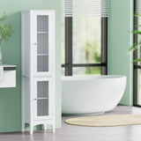 Artiss Bathroom Storage Cabinet 160cm Tall Slim Floor Cupboard Toilet Glass Door White FURNI-C-BATH-TB02-WH