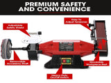 BAUMR-AG Bench Grinder Sander and Polisher Combo, 150mm Grinding Wheel, 50mm Linisher, 520W V219-SNDBELBMG65A