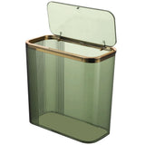 Plastic Slim Waste Basket, Clear Garbage Bin with Press Top Lid, 12.2" x 5.5" x 11.8" Space-Saving V1369-AZ3-W-08791