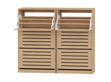 Artiss 2x Shoe Cabinet Storage Organiser 3 Flip Drawer Pine FURNI-N-SHOE-3D-WDX2