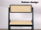 Artiss 4x Dining Chairs Wooden Rattan Foldable Black UPHO-C-DIN-01-RAT-BKX4