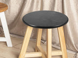 Black Wood Dining Chair Seat Replacement Round Stool Top Cover Durable Design V1370-AZ4-21563