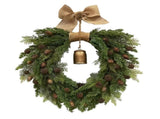 Front Door Artificial Wreath 19.7inch Realistic Pine Wreath with Bells for Indoor Outdoor Window V1294-YM0901-240912FB02-1