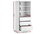 Artiss 3 Chest of Drawers Tallboy Cabinet White FURNI-L-CDR-3D3S-WH-AB
