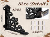 8 Pack Cast Iron Brackets Antique Style Shelf Brackets with Screws 3 7/8" x 3 7/8" Decorative Wall V1258-DP02-C-2830