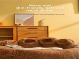 Warm Coffee Fluffy Dog Bed with Paw Design, 90cm Diameter V1102-DSZDFGH-852