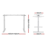 Artiss Standing Desk Frame Only Dual Motor Motorised Adjustable 125KG Load White HASD-B-M10-WH