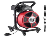 Drain Cleaner Machine 15m x 13mm, Manual Feed Sewer Snake Auger on Wheels - with 4 Cutters & V952-SDJJKLSGDSTJWGUIY002V3