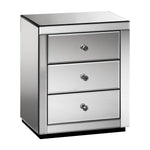 Artiss Bedside Table 3 Drawers Mirrored - PRESIA Grey MF-BT-7181-GY