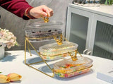 Fashion Three-Tier Covered Snack and Fruit Tray - Sturdy Metal Frame, Nordic Design, Suitable for V1102-DCLSGP001