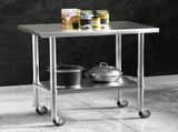Cefito Stainless Steel Kitchen Benches Work Bench Wheels 91X61CM 430 SSKB-430S-WHEEL-36