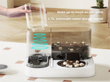 Automatic Pet Feeder and Water Bowl - 2-in-1 Grey Stainless Steel Bowl Cat Feeding Station V888-ELOSUNG18312