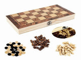 Wooden Foldable Chess Backgammon Wooden Board Folding Board Game 34x34cm V1369-AZ3-W-08316