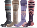 OutdoorMaster Ski Socks 4-Pack Merino Wool, Over The Calf Non-Slip Cuff for Men & Women V1168-T7-RMLF-V08W