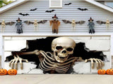 Halloween Garage Door Cover Halloween Decorations Outdoor Hanging Banner Garage - White - Size V1107-1160-1234-WHT5