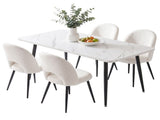Artiss Dining Table and Chairs Set 5pcs Kitchen Furniture Marble White DSET-MAR150-SHP-WHX4