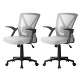 Artiss 2x Mesh Office Chair Mid Back Grey OCHAIR-H-M02-GYX2