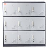 9 Doors Metal Storage Cabinet Employees Steel Storage Cabinet Office Gray V952-JCJHSBMY33180TSQWV0