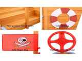 Keezi Kids Sandpit Wooden Boat Sand Pit with Canopy Bench Seat Beach Toys 165cm SAND-BOAT-160-CANOPY