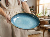 Blue Pottery Key Bowl, Ceramic Decorative Bowl for Entryway & Bedroom, Porcelain Jewelry Trinket V1366-AZ2-W-16599