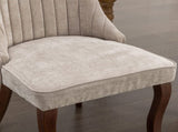 2x Fabric Channel Tufted Dining Chairs with Curved Wood Legs -Beige V226-SW1847BG