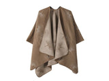 Casual Matching Faux Cashmere Wrap, Gentle Ginkgo Leaf Motif, Neutral Khaki Tone V1221-XM-LB2142-ZS57