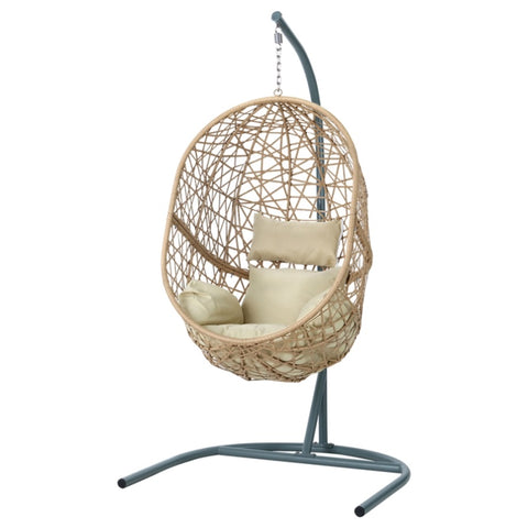 Gardeon Outdoor Egg Swing Chair Wicker Rattan Furniture Pod Stand Cushion Yellow HM-EGG-J-NEST-S-YE-AB