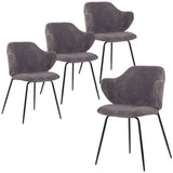 Set of 4 Dining Chairs with Corduroy Cord Fabric in Dark Grey Lincoln V563-68406_2X
