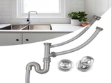 Stainless Steel S Bending Pipe Bathroom Basin Sink Water Drain Plug Draining Tool V1294-YM0901-JY36639