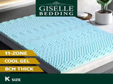 Giselle Bedding Memory Foam Mattress Topper 11-Zone 8cm King MATTRESS-TOP-11Z-8-BL-K