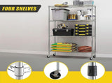Wire Storage Rack 90x35cm Chrome Shelving with Wheels V63-841141