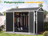Giantz Garden Shed Resin Outdoor Storage Box 2.44x1.31M Tool Shed Backyard Black SHED-GAB-P-4X8-BK-ABC