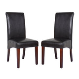 2x Wooden Frame Black Leatherette Dining Chairs with Solid Pine Legs V43-DC-SWI-BLN