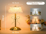 Creative Rechargeable Bow Table Lamp with Pleated Fabric Lampshade - Three Colour Soft Light, Touch V888-ELOSUNG52994